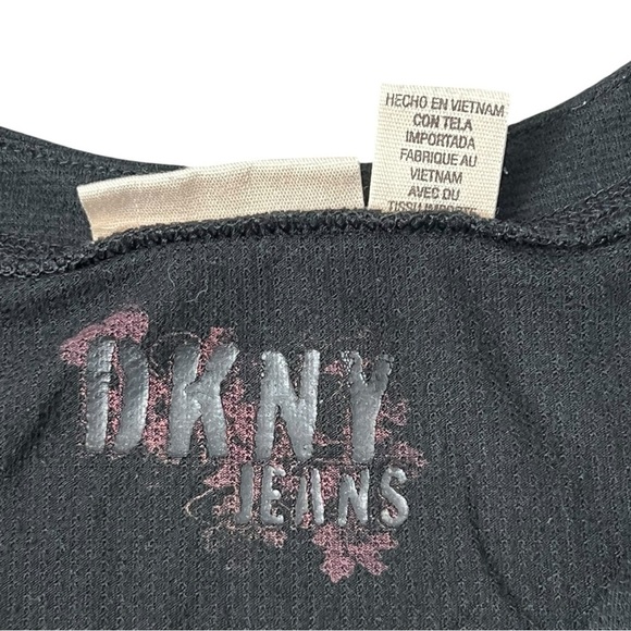 DKNY Black 3/4 Sleeve Petites Fitted Blouse - Picture 9 of 12